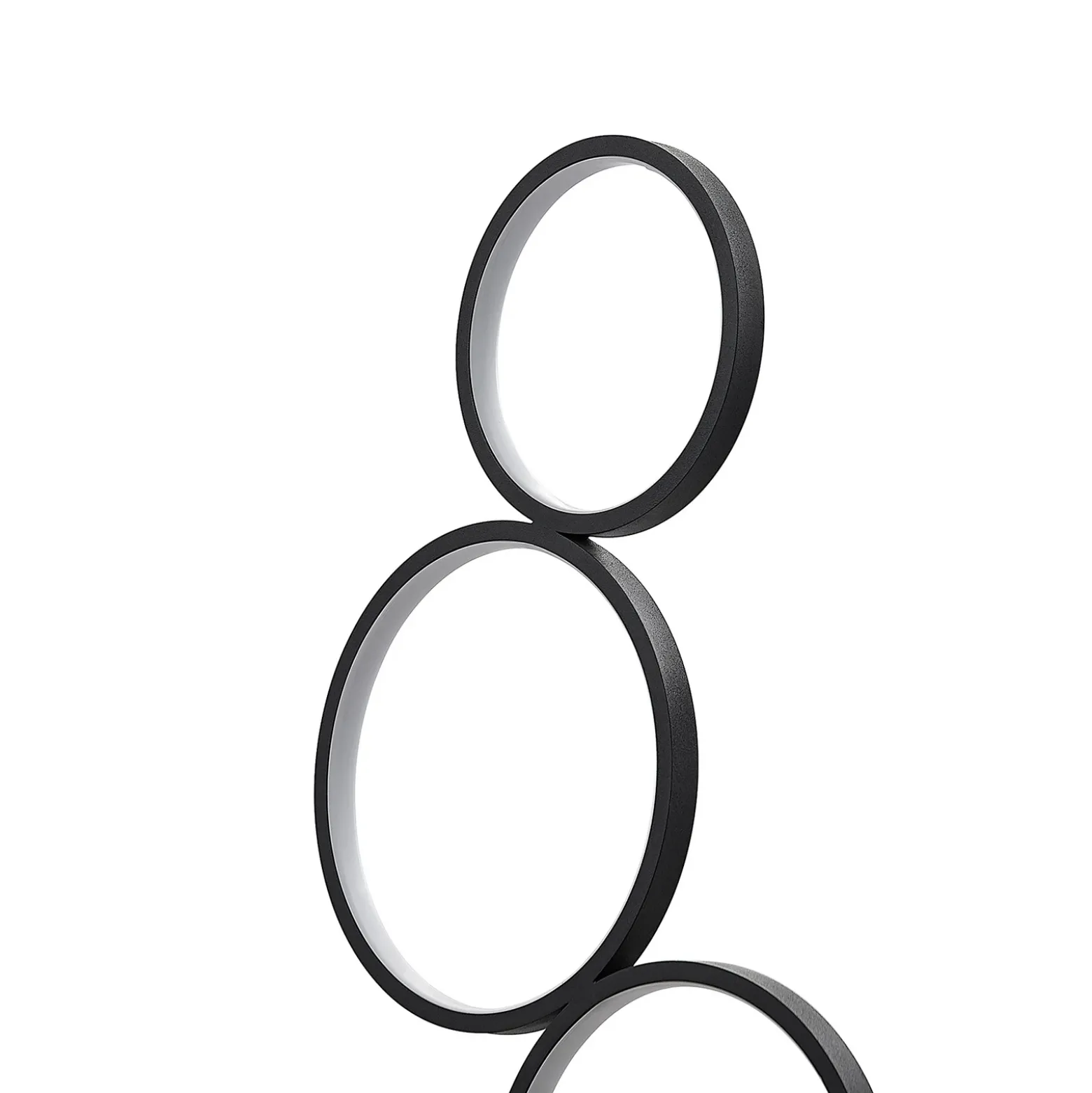 Lindby lámpara de pie LED Jacek, negra, metal, 110 cm, anillos