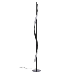Lindby Lámpara de pie LED Munja, negra, de metal, atenuable