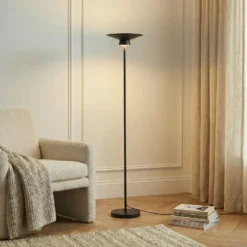 Lindby Lámpara de pie LED Norvind, negro, metal, 1 luz