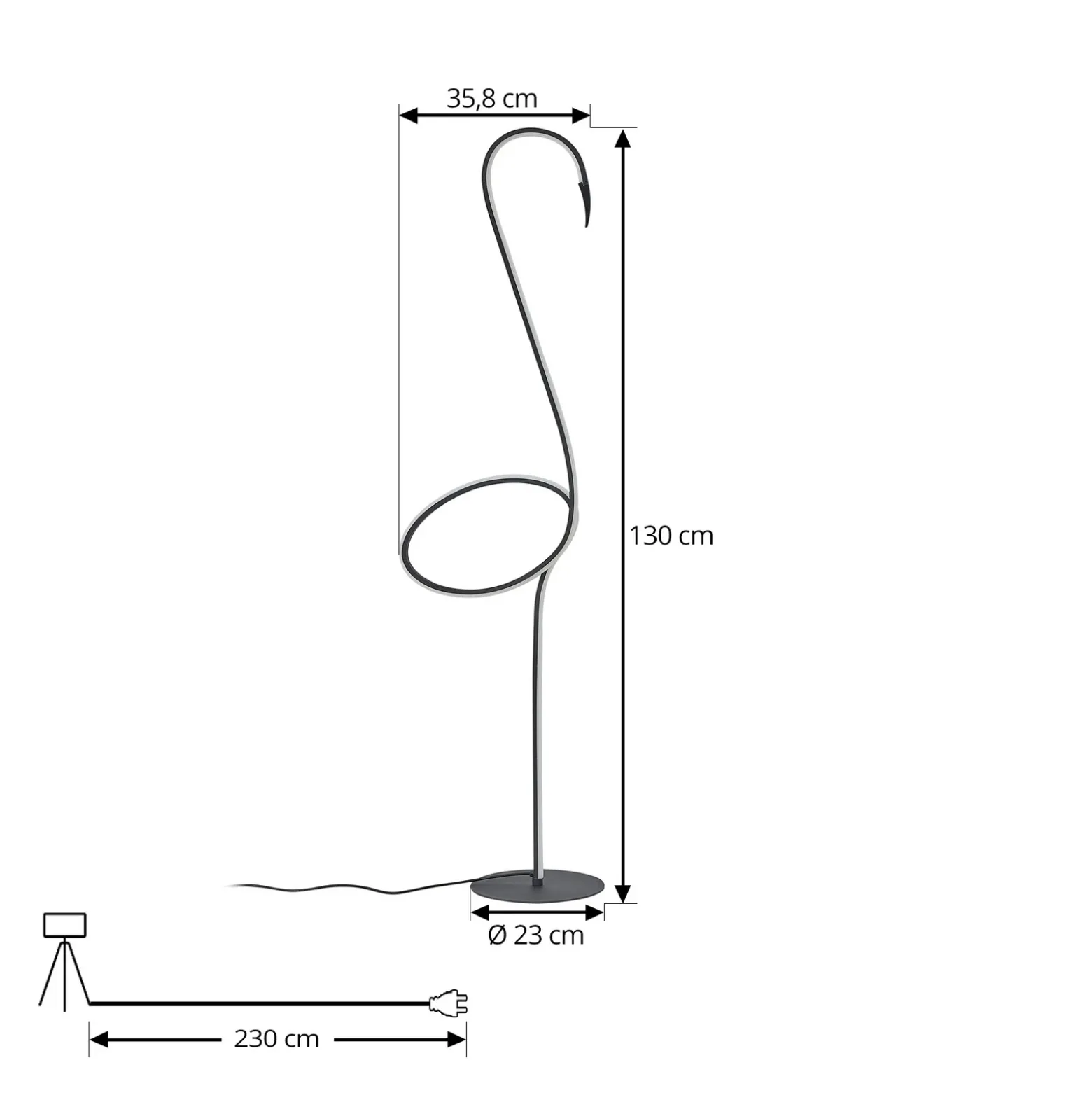 Lindby lámpara de pie LED Pajaro, 130 cm, negra, CCT, atenuable