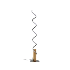 Lindby lámpara de pie LED Spiraali, gris, madera, altura 133 cm