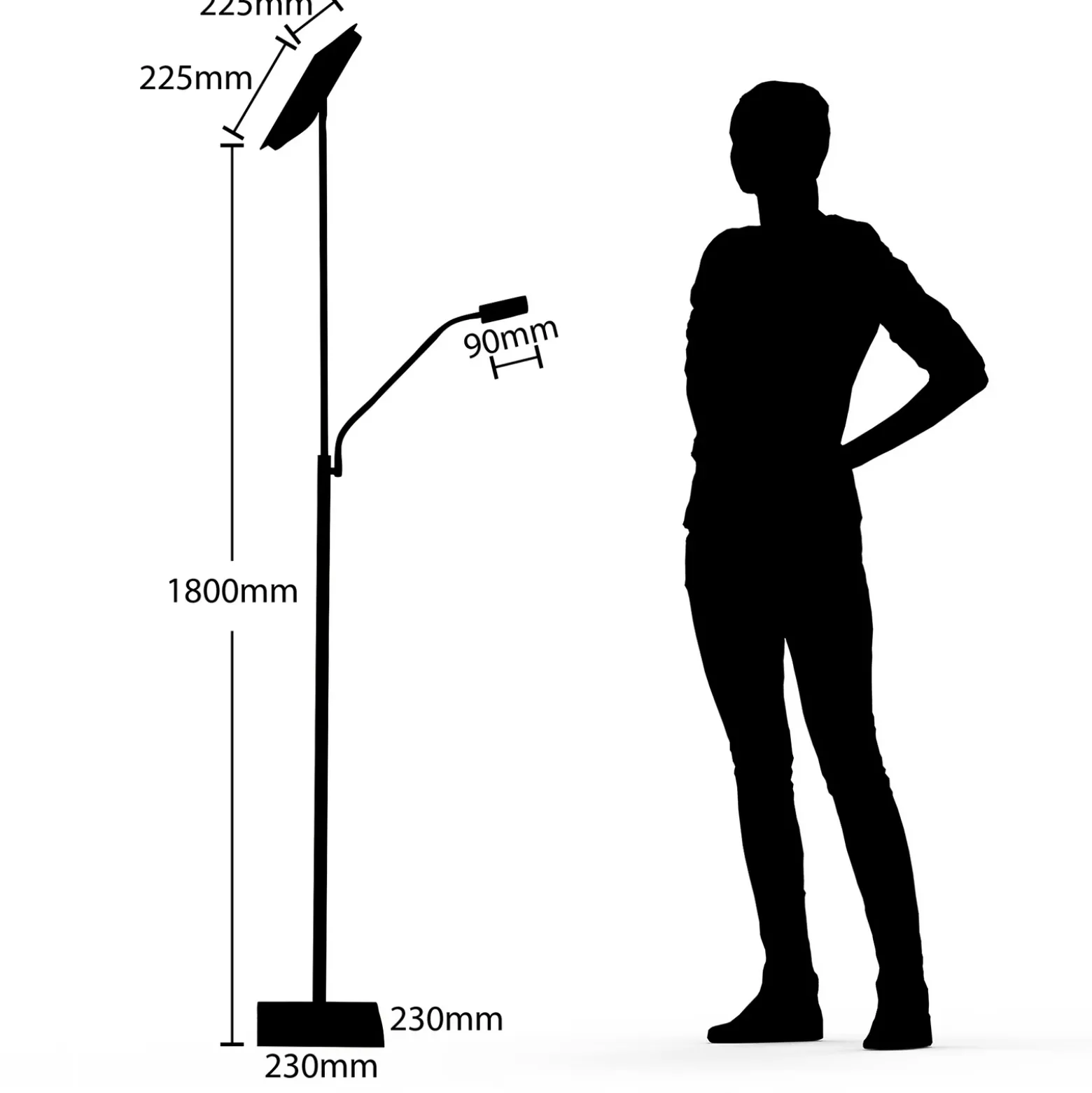 Lindby Lámpara de pie LED Sumani, angular, níquel, altura 180 cm