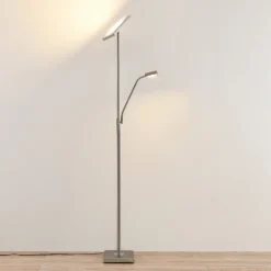 Lindby Lámpara de pie LED Sumani, angular, níquel, altura 180 cm