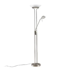 Lindby lámpara de pie LED Yveta, color níquel, metal, atenuable
