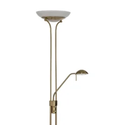 Lindby lámpara de pie LED Yveta, latón, metal, atenuable, 183cm