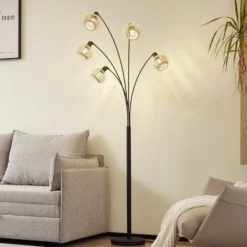Lindby lámpara de pie Lielle, bambú natural, 5 luces, 190 cm