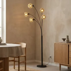 Lindby lámpara de pie Lielle, bambú natural, 5 luces, 190 cm