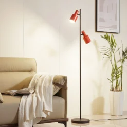 Lindby lámpara de pie Ovelia, naranja/negro, metal, E27