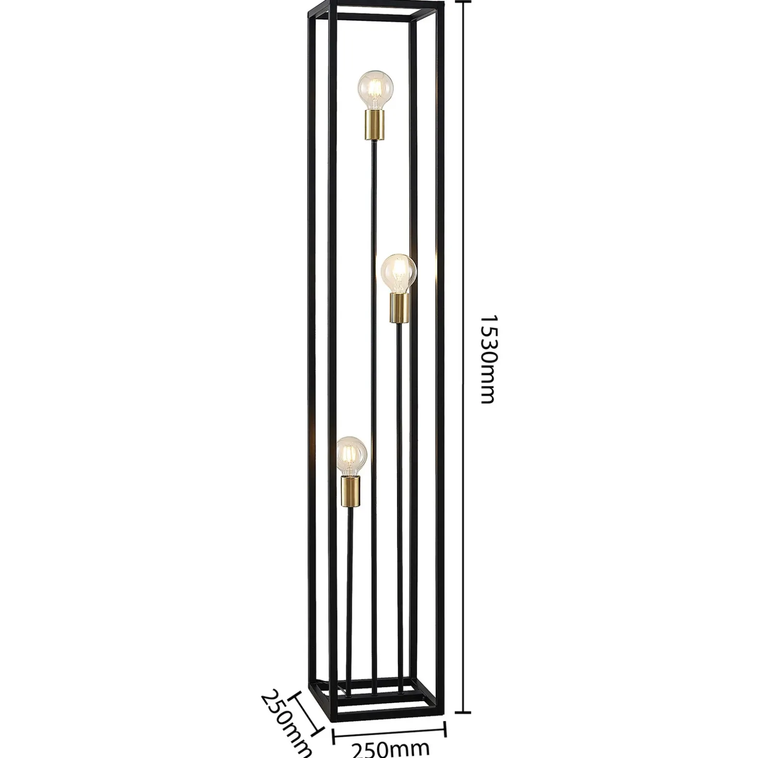 Lindby lámpara de pie Tiliane, negra, metal, 3 luces, 153cm