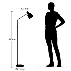 Lindby lámpara de pie Vlada, 144 cm, latón, negro, metal