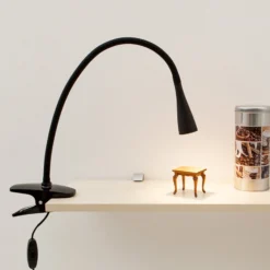 Lindby lámpara de pinza LED Baris, altura 44 cm, negra, 3000K