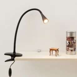 Lindby lámpara de pinza LED Baris, altura 44 cm, negra, 3000K