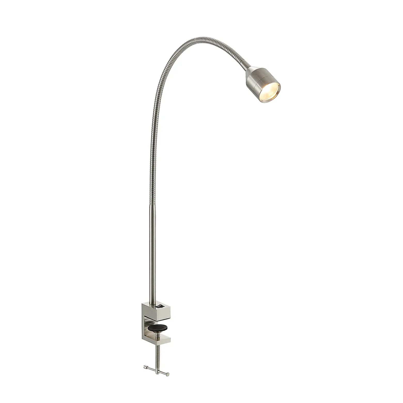 Lindby lámpara de pinza LED Hanilo, altura 80 cm, níquel, metal