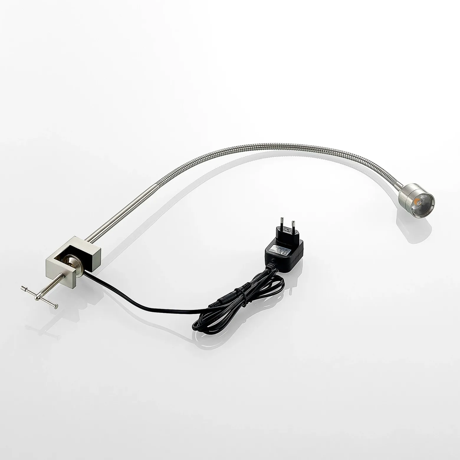 Lindby lámpara de pinza LED Hanilo, altura 80 cm, níquel, metal