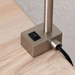 Lindby lámpara de pinza LED Hanilo, altura 80 cm, níquel, metal