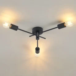 Lindby Lámpara de techo Cerros, 3 luces, negro, metal