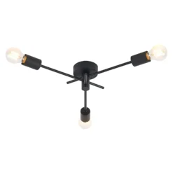 Lindby Lámpara de techo Cerros, 3 luces, negro, metal