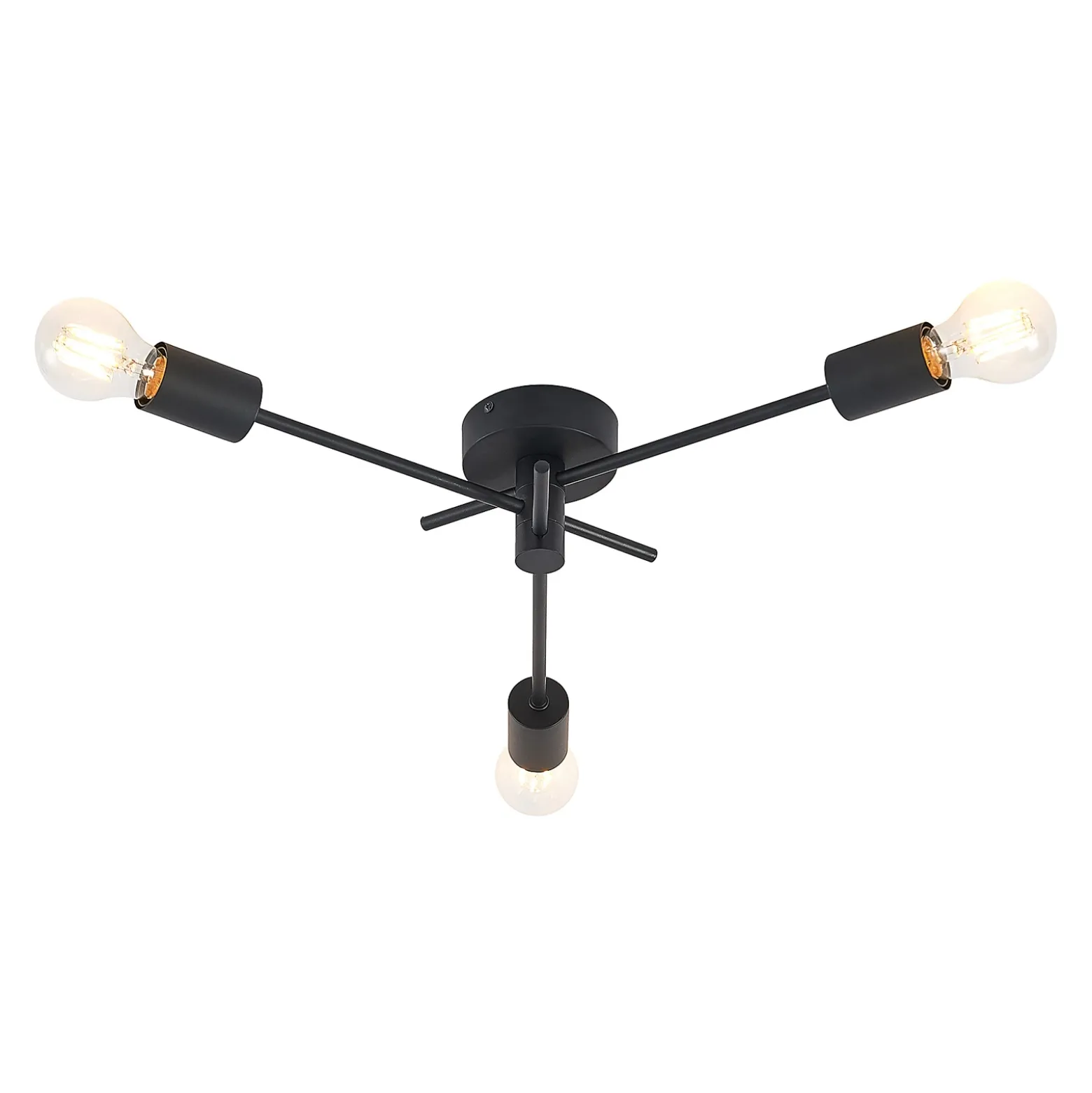 Lindby Lámpara de techo Cerros, 3 luces, negro, metal