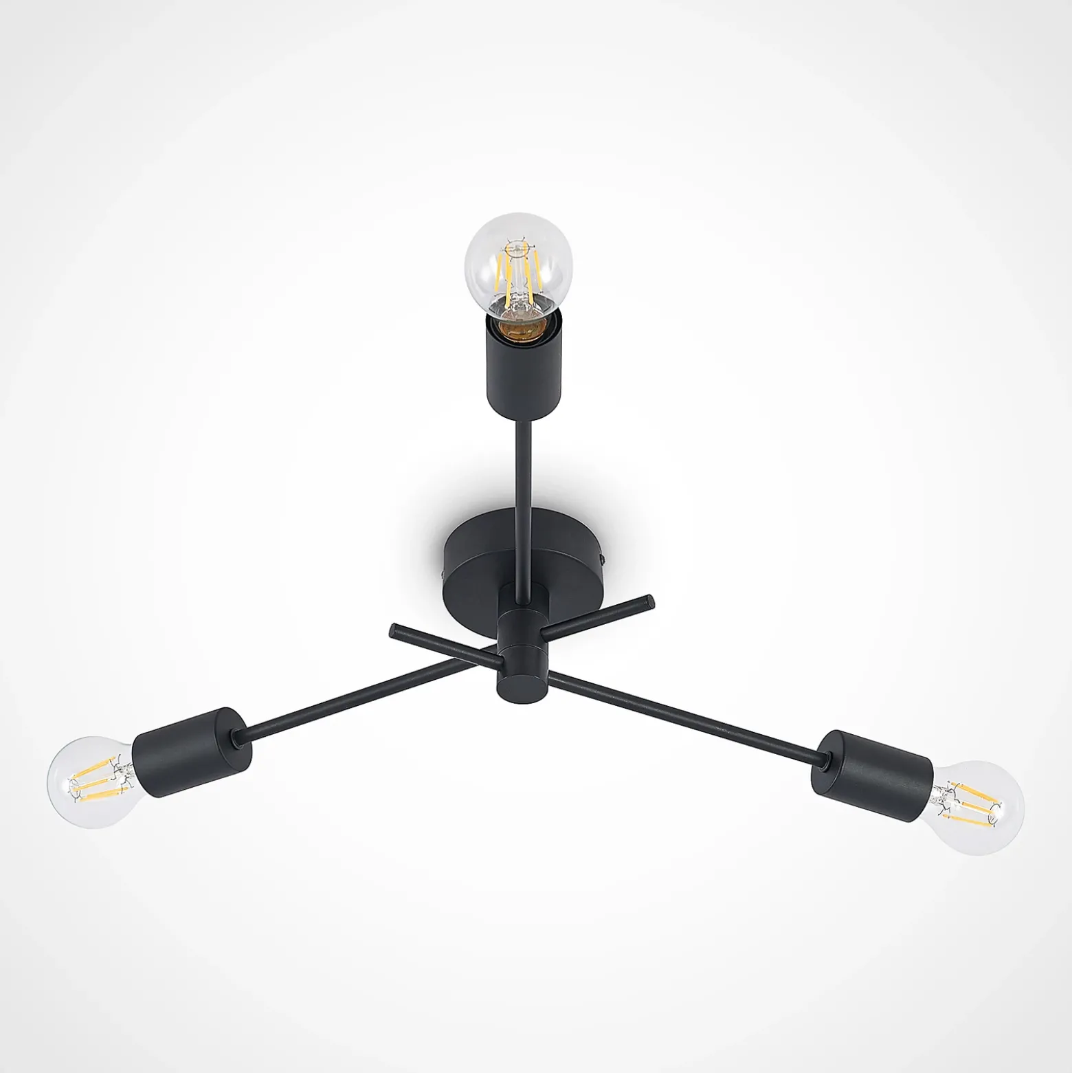 Lindby Lámpara de techo Cerros, 3 luces, negro, metal