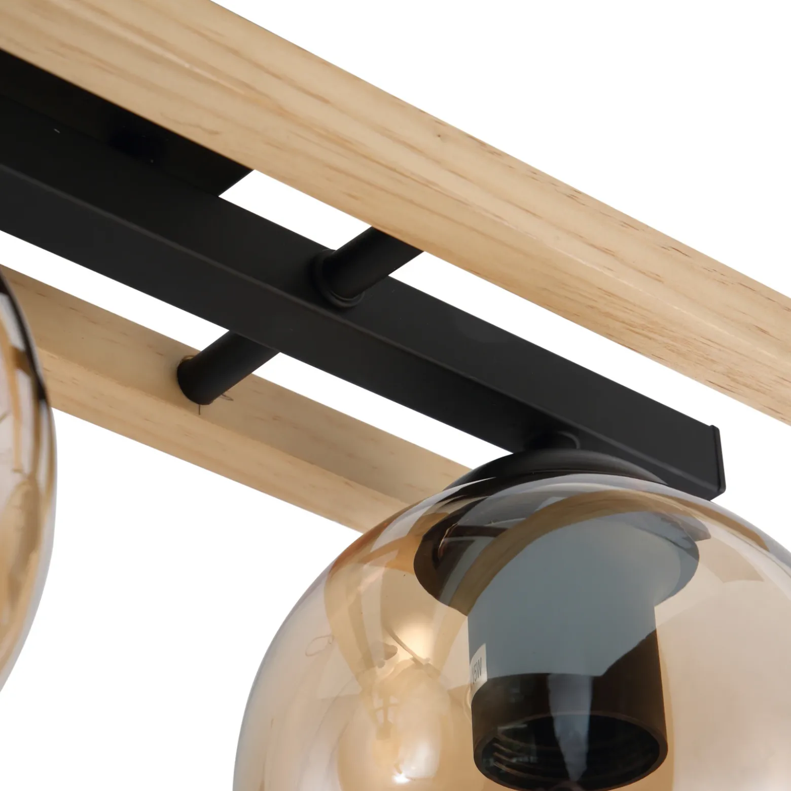 Lindby lámpara de techo Enrique, ámbar, 3 luces, cristal, madera, E27