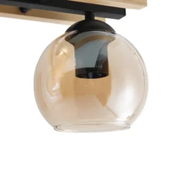 Lindby lámpara de techo Enrique, ámbar, 3 luces, cristal, madera, E27