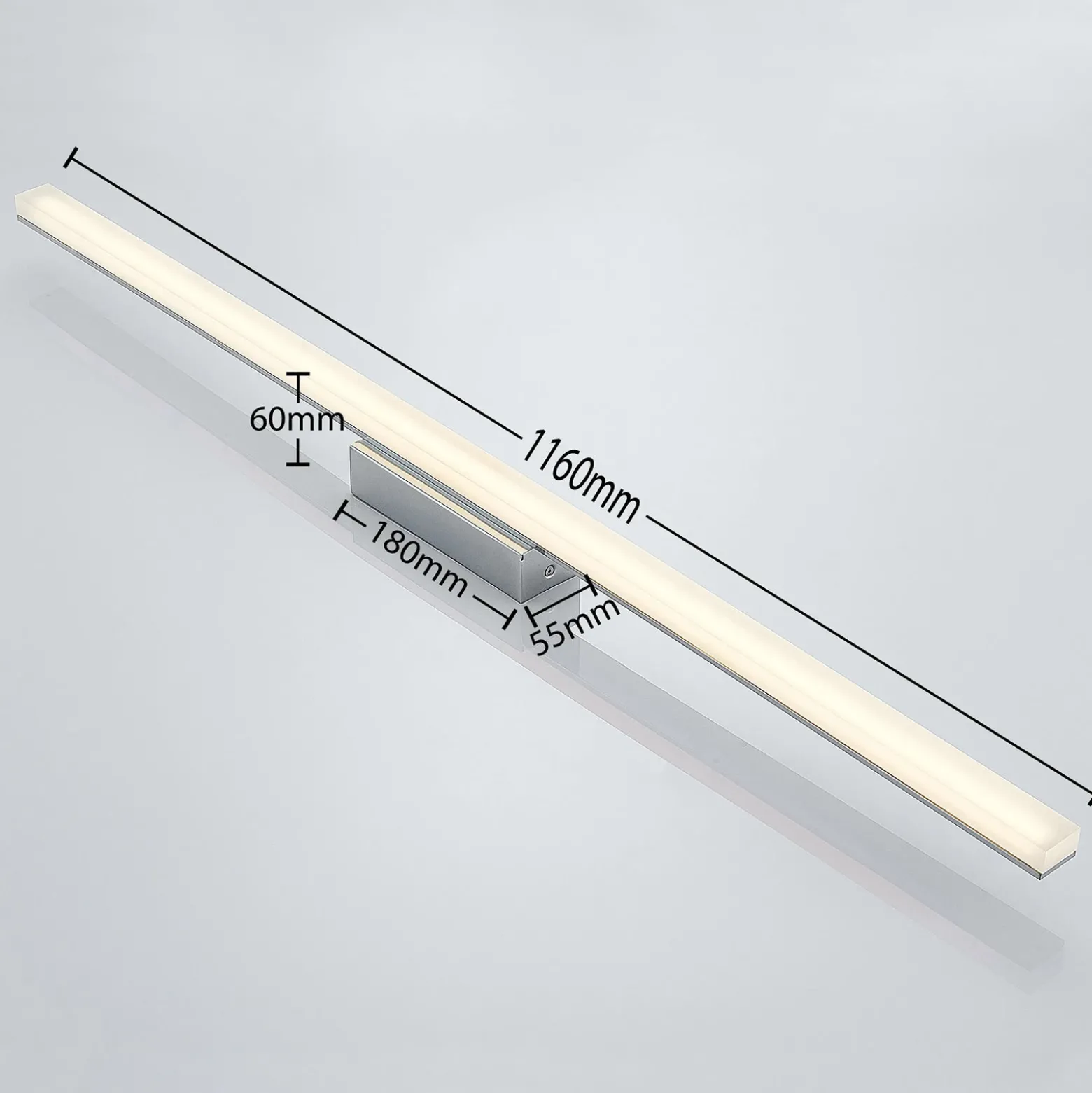 Lindby Lámpara de techo LED para baño Levke, 116 cm, atenuable, IP44