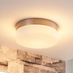 Lindby lámpara de techo para baño Amilia, Ø 18 cm, E27, níquel, cristal