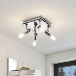 Lindby lámpara de techo para baño Zela, 32 cm, cromo, 4 luces, IP44