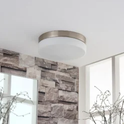 Lindby lámpara de techo para baño Amilia, Ø 23,5 cm, E27, níquel, cristal