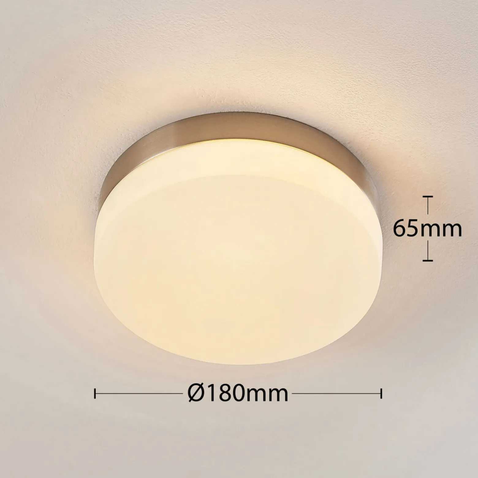 Lindby lámpara de techo para baño Amilia, Ø 18 cm, E27, níquel, cristal
