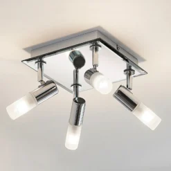 Lindby lámpara de techo para baño Zela, 32 cm, cromo, 4 luces, IP44