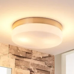 Lindby lámpara de techo para baño Amilia, Ø 23,5 cm, E27, níquel, cristal