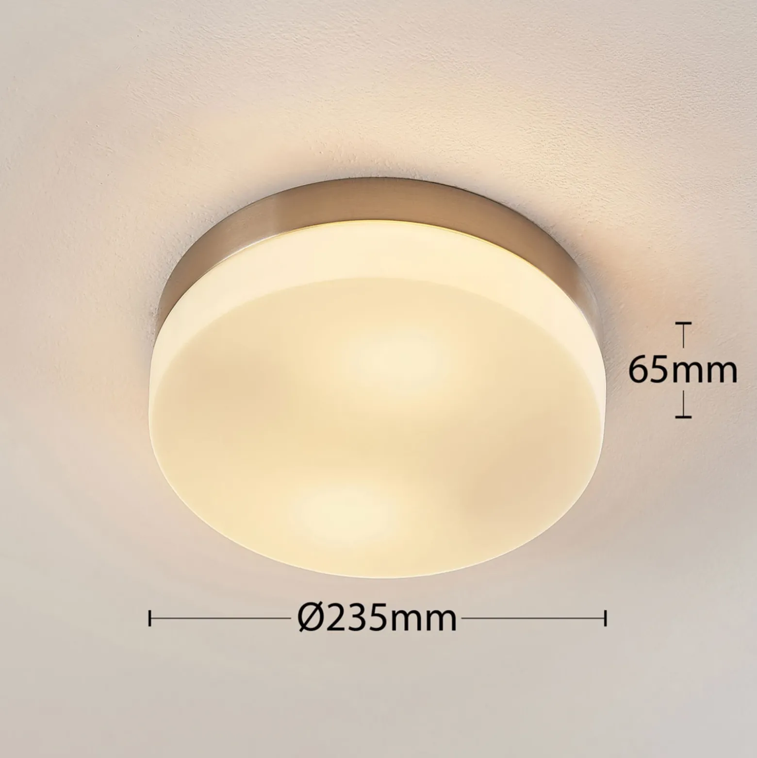 Lindby lámpara de techo para baño Amilia, Ø 23,5 cm, E27, níquel, cristal