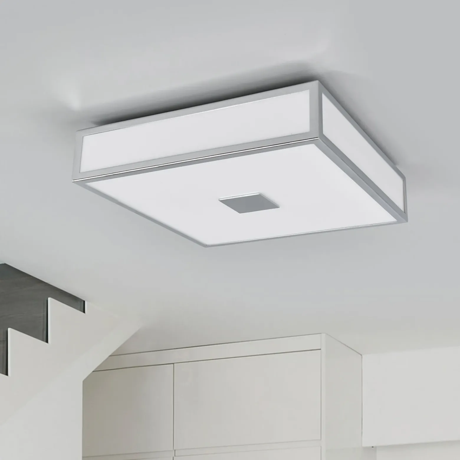 Lindby lámpara de techo para baño Eniola, 30 cm, blanco/gris, IP44