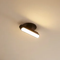 Lindby lámpara empotrable LED Eldrin, negra, barra de luz, 13,1 cm