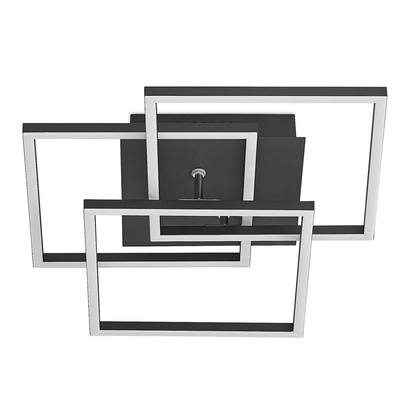 Lindby lámpara LED de techo Quiana, CCT, angular, negro, 42cm