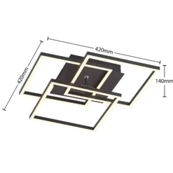 Lindby lámpara LED de techo Quiana, CCT, angular, negro, 42cm