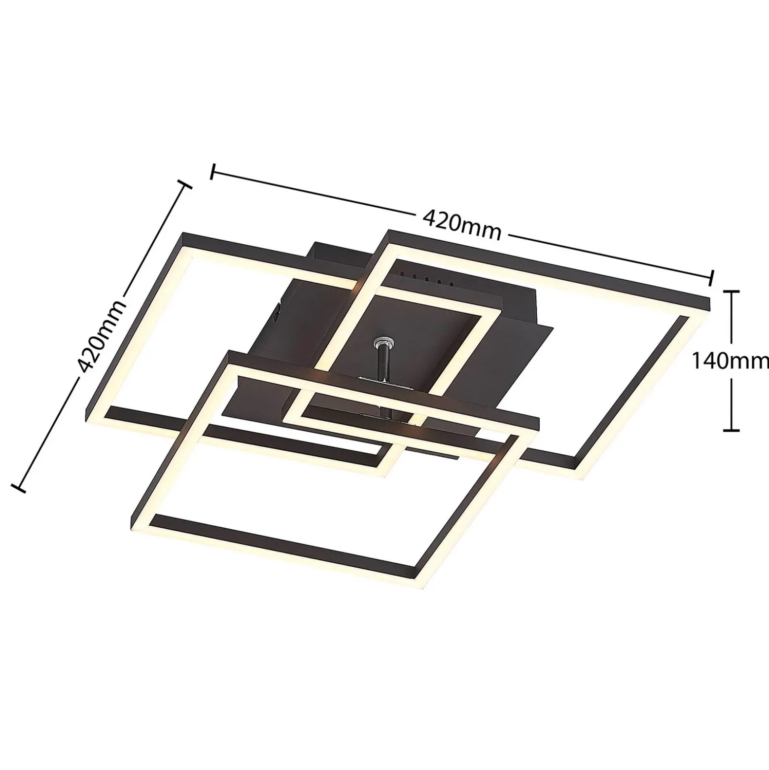 Lindby lámpara LED de techo Quiana, CCT, angular, negro, 42cm