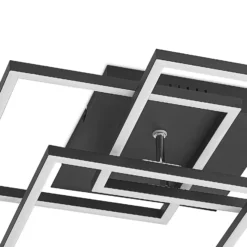 Lindby lámpara LED de techo Quiana, CCT, angular, negro, 42cm