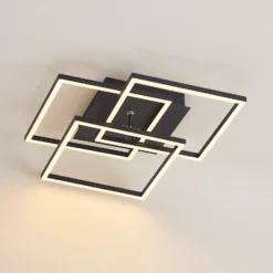 Lindby lámpara LED de techo Quiana, CCT, angular, negro, 42cm