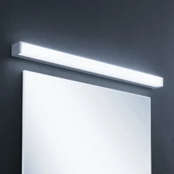 Lindby Lámpara LED para cuarto de baño Klea, 90 cm, cromo, metal, IP44