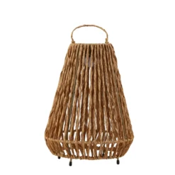 Lindby lámpara LED solar Amaria, ratán, luz, Ø 27 cm