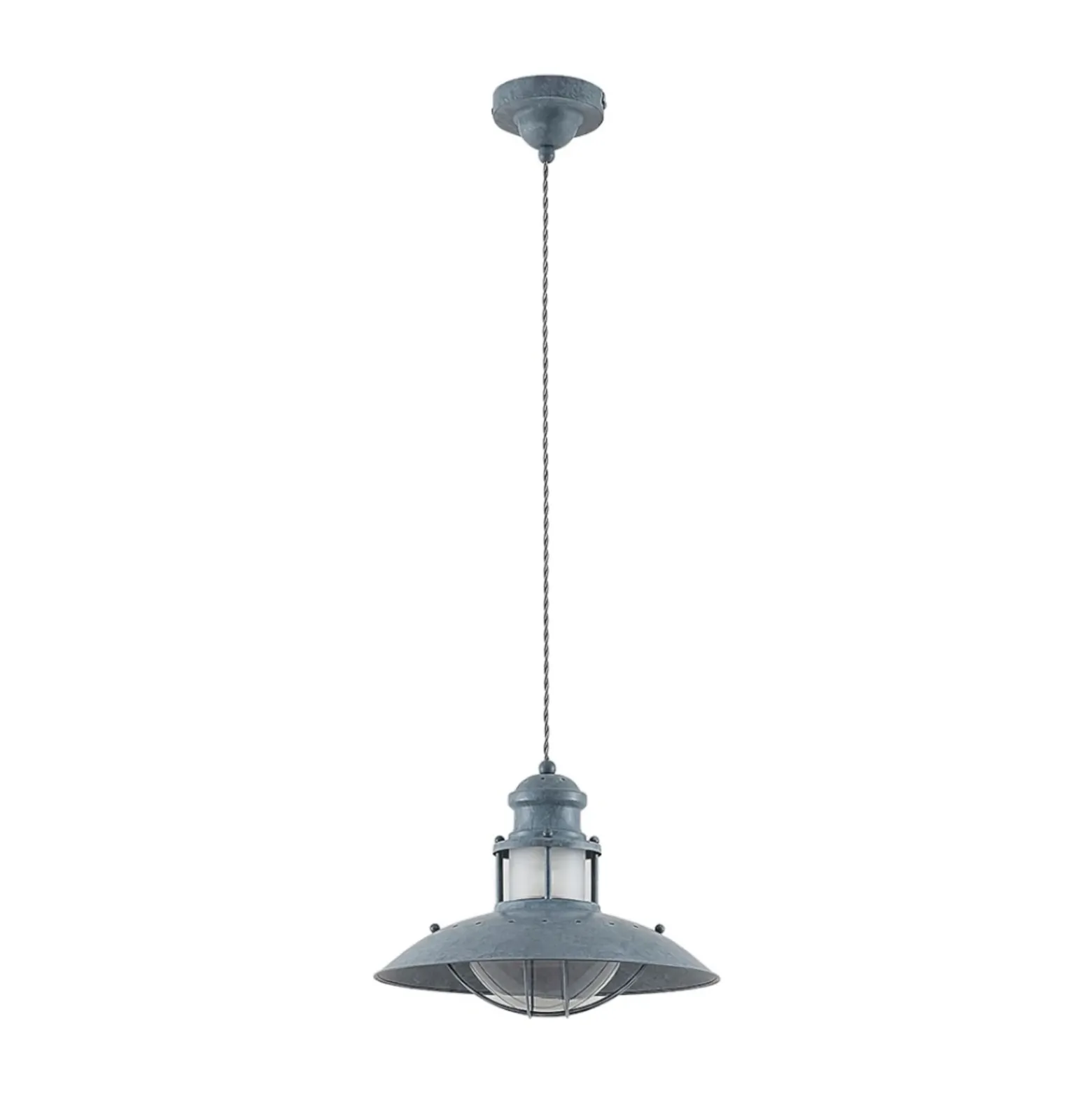 Lindby Louisanne lámpara colgante, Ø35cm, gris-verde, metal, vidrio