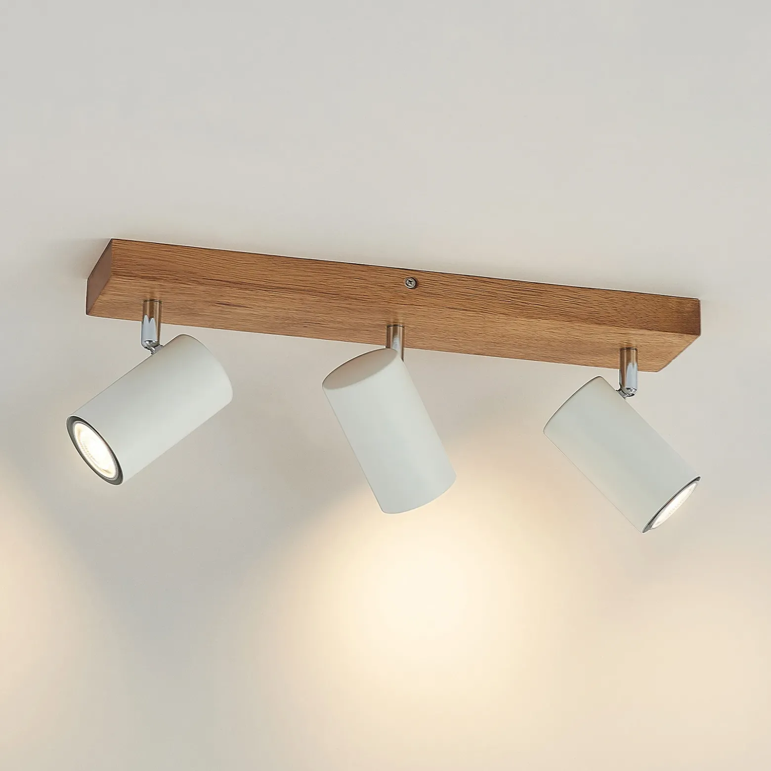 Lindby Maniva downlight de techo, 44 cm, 3 luces, blanco, GU10