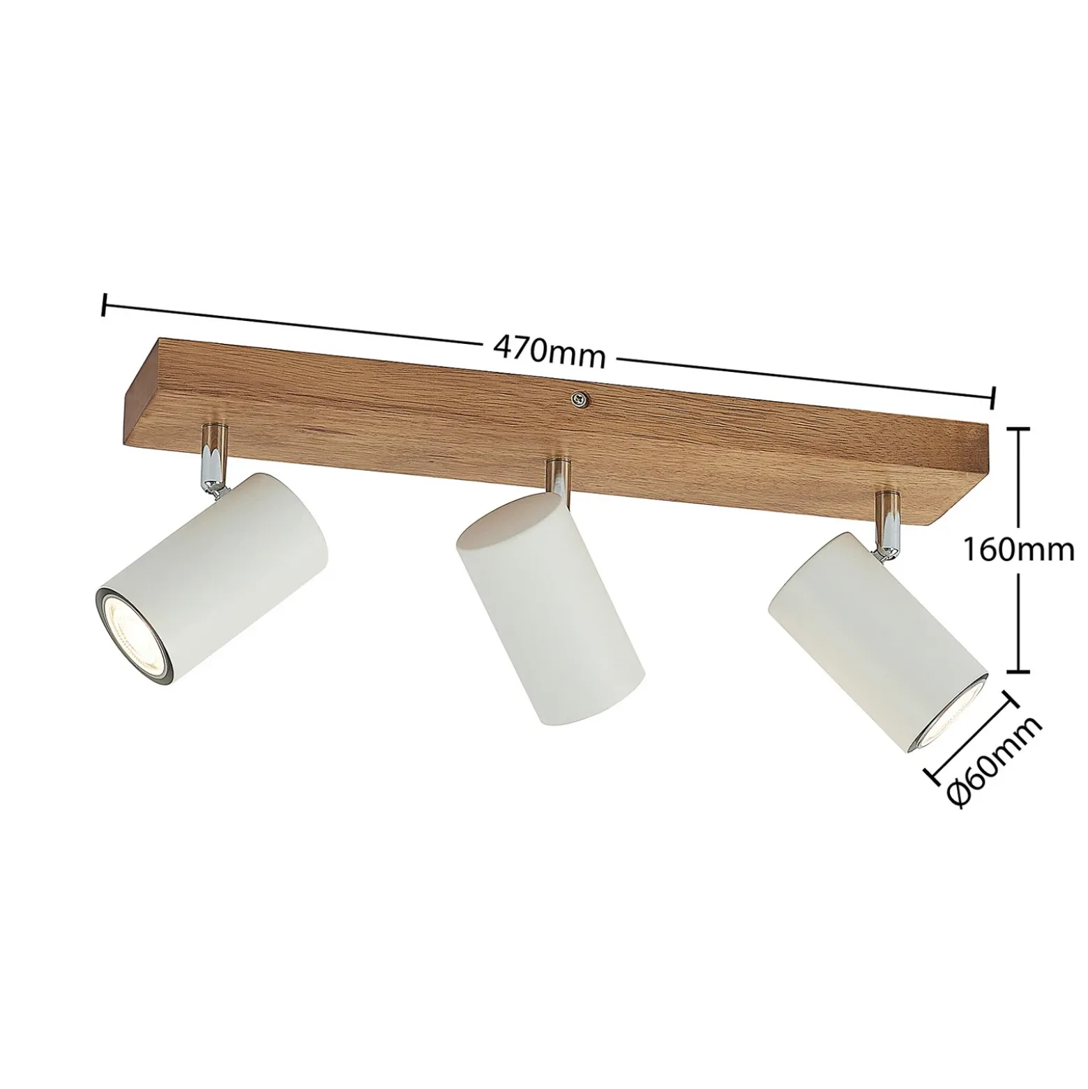 Lindby Maniva downlight de techo, 44 cm, 3 luces, blanco, GU10