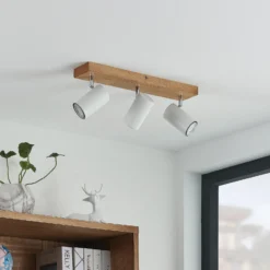 Lindby Maniva downlight de techo, 44 cm, 3 luces, blanco, GU10