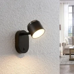 Lindby Marrie foco LED con interruptor, negro