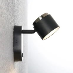 Lindby Marrie foco LED con interruptor, negro