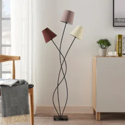 Lindby Melis lámpara de pie, 130 cm, 3 luces, textil