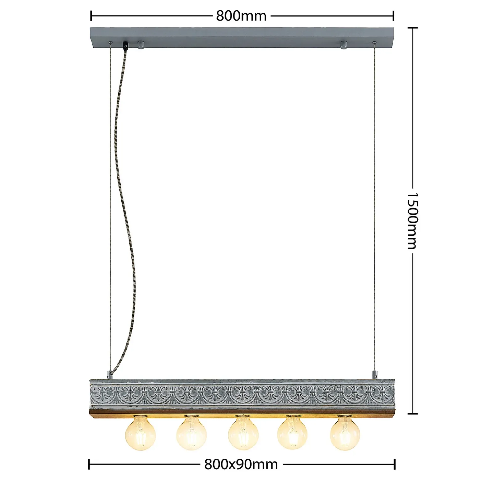 Lindby Mella colgante, motivo ornamental, 5 luces